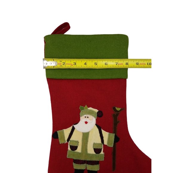 Santa and Reindeer Christmas Stockings Wool Rayon Red Green and White Preowne - Picture 8 of 14
